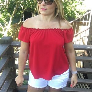 Wine Red Off The Shoulder Top